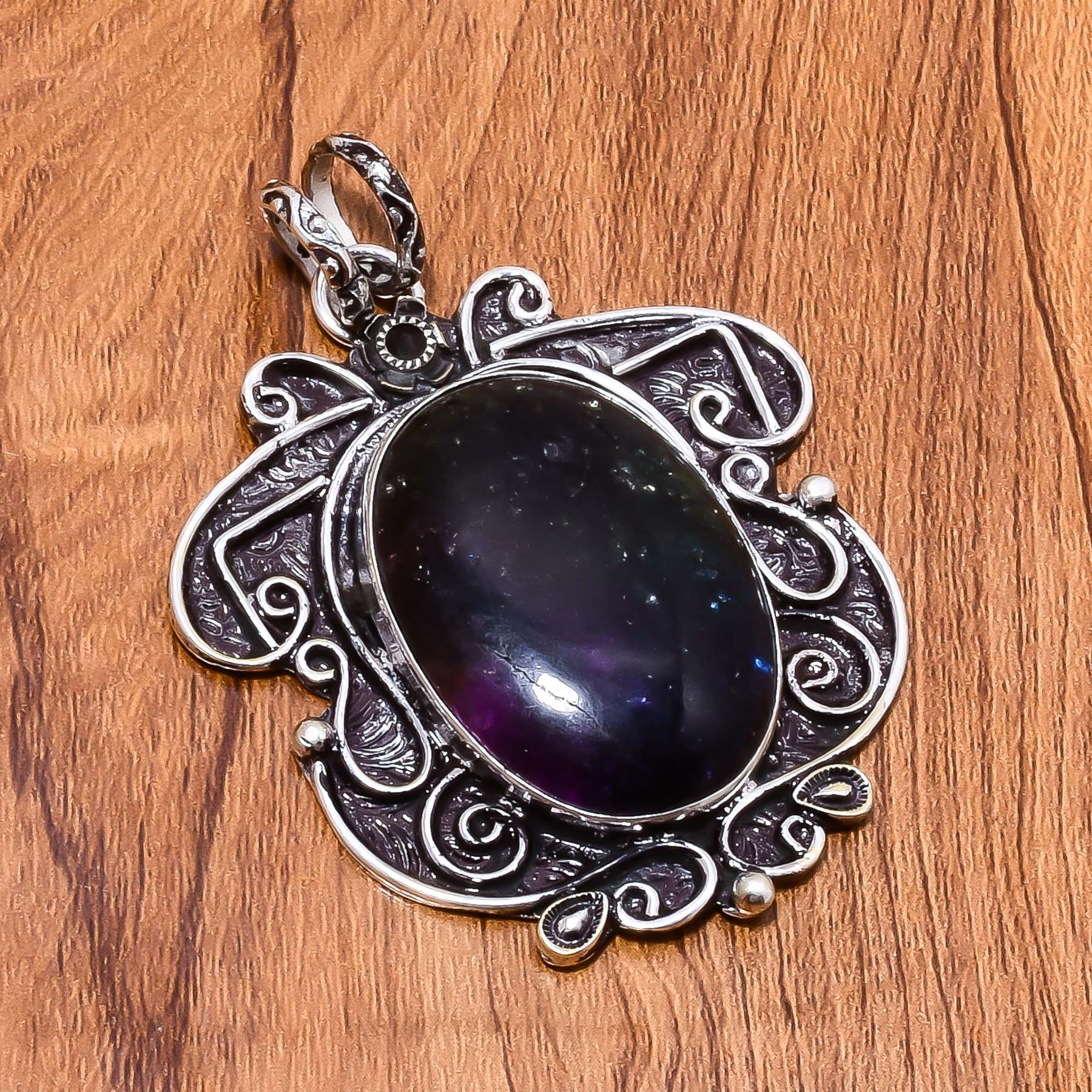 Amethyst Gemstone 925 Sterling Silver Handmade Pendant by Nakshmart