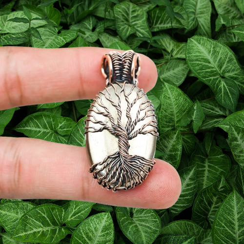 Apache Gold Pyrite stone pendant wrapped in copper wire