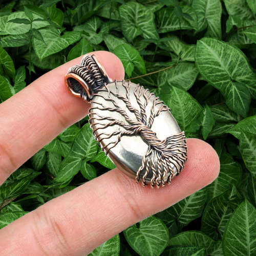 Apache Gold Pyrite stone pendant wrapped in copper wire