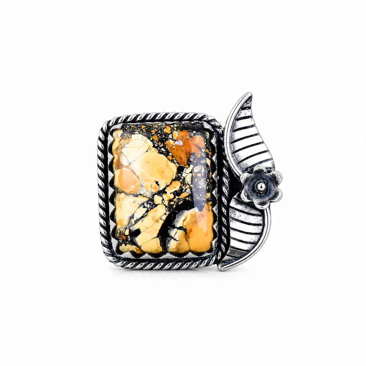 Natural Malingano Jasper 925 Sterling Silver Statement Ring
