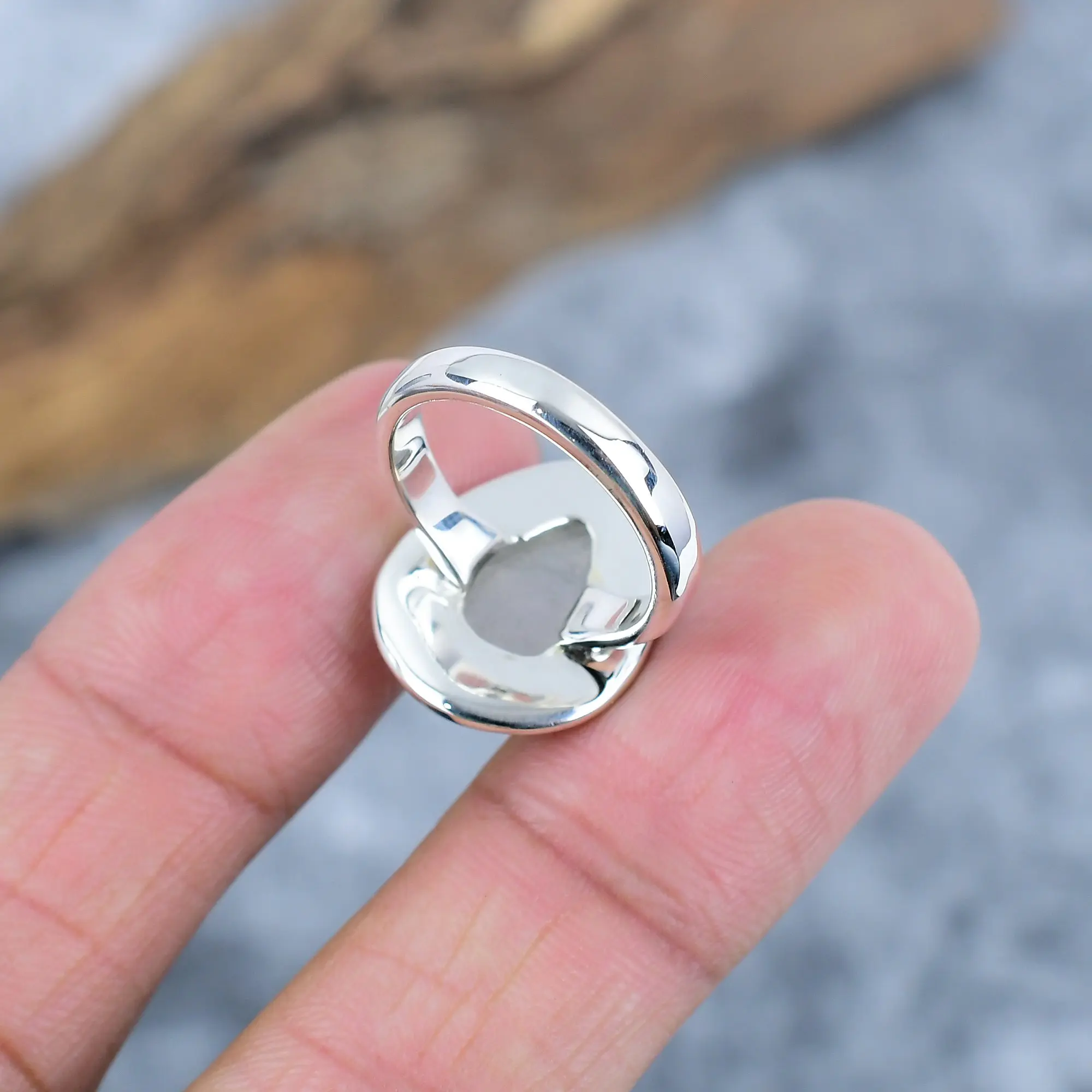 Nakshmart Natural Moonstone 925 Sterling Silver Statement Ring
