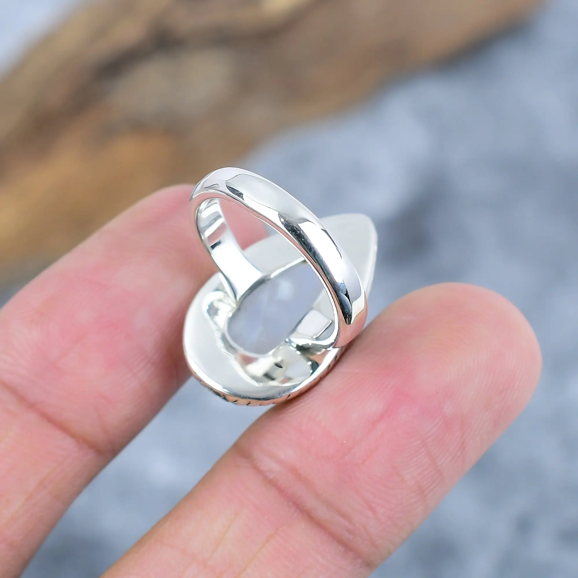 Nakshmart Natural Moonstone 925 Sterling Silver Statement Ring