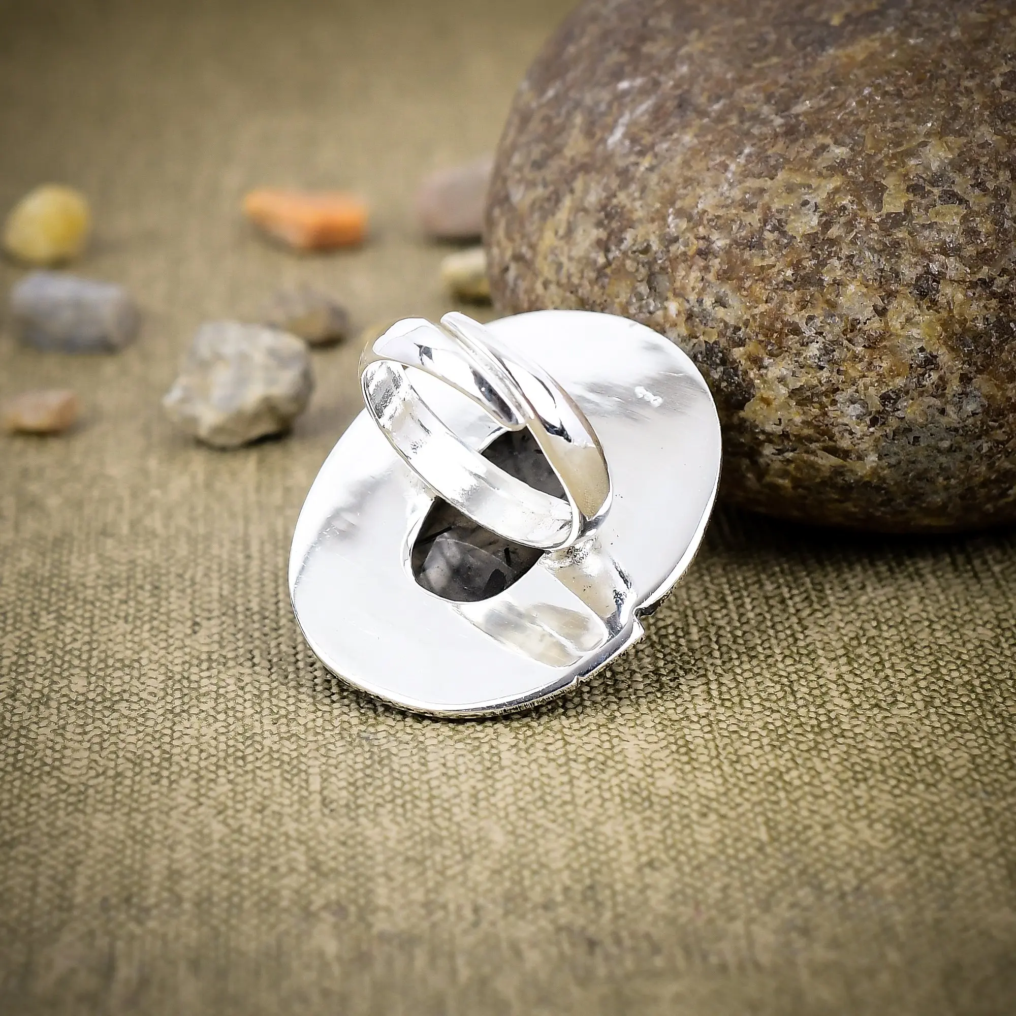 Black Rutile Quartz Ring