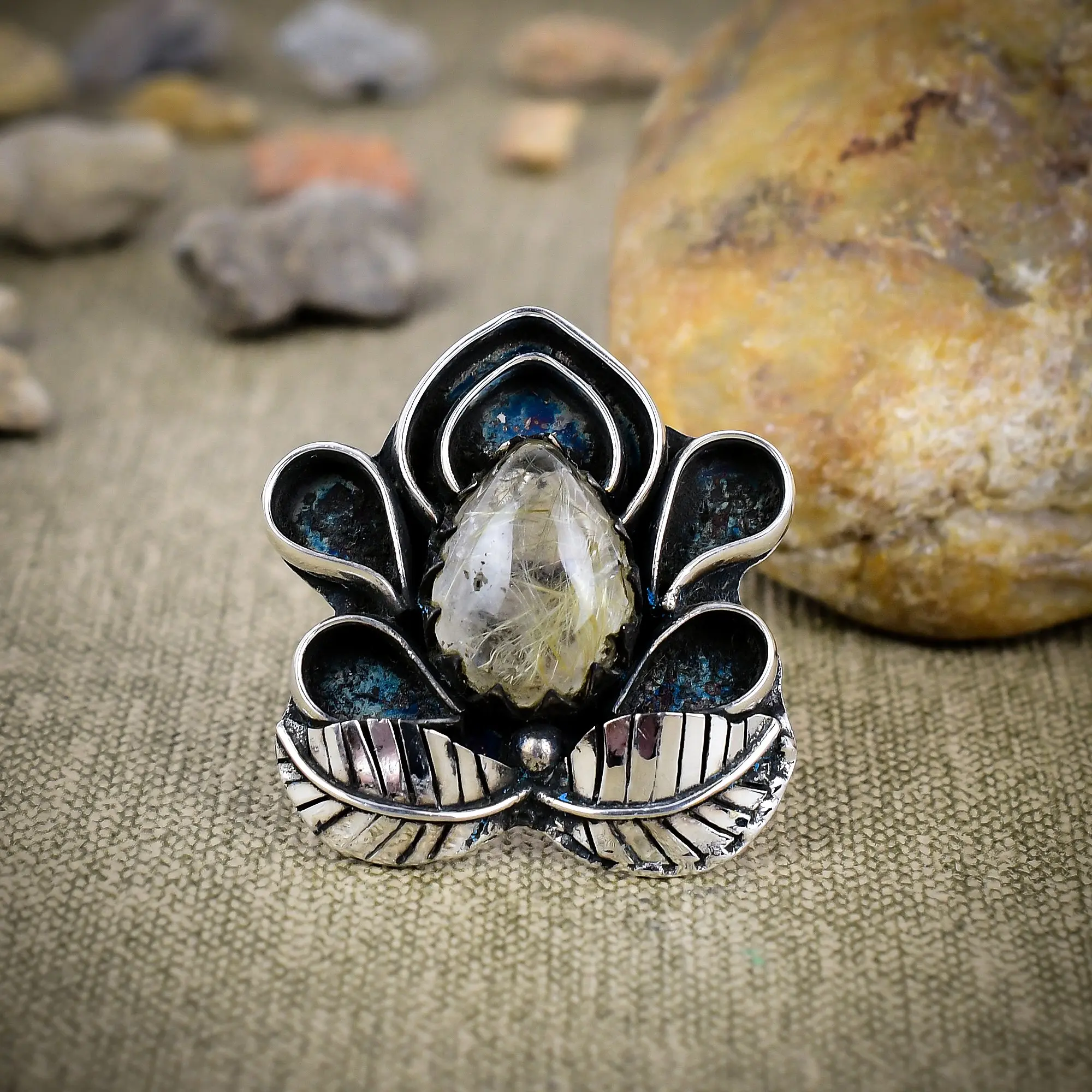 Golden Rutile Quartz Ring