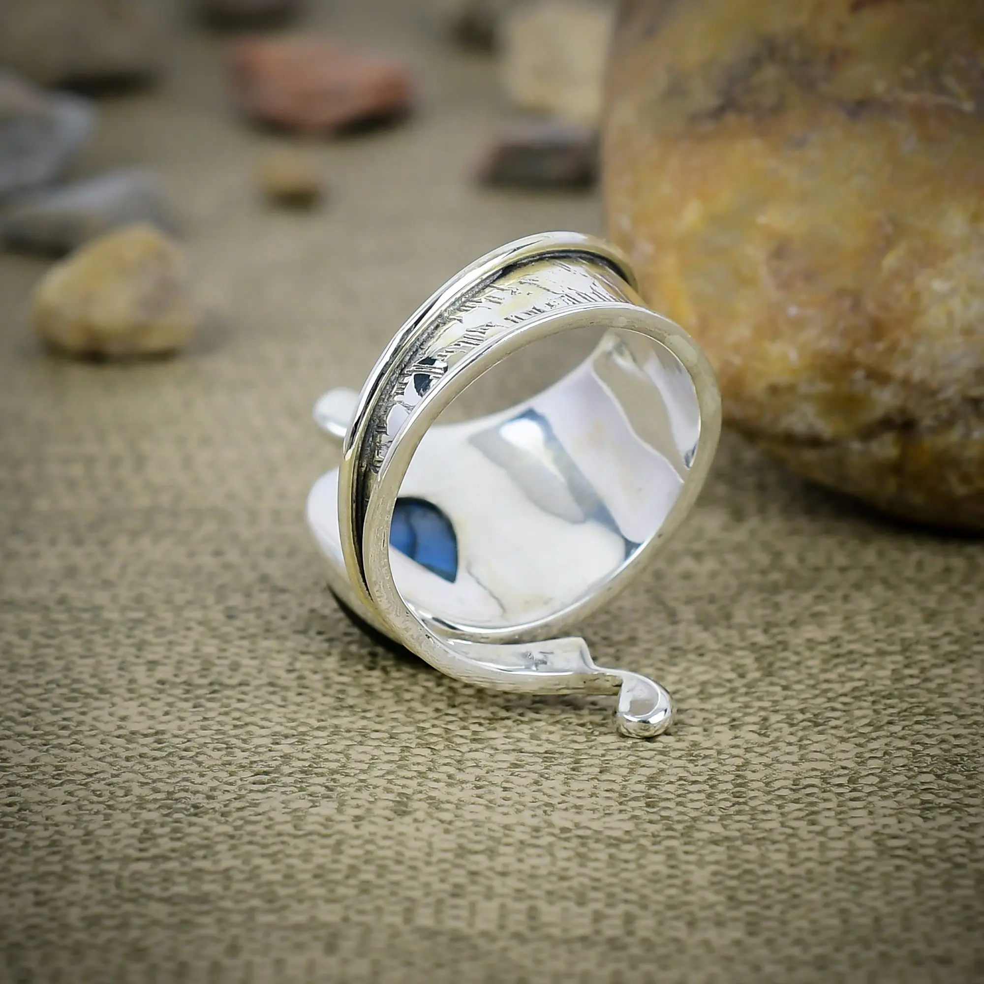 Nakshmart Natural Labradorite 925 Sterling Silver Statement Ring