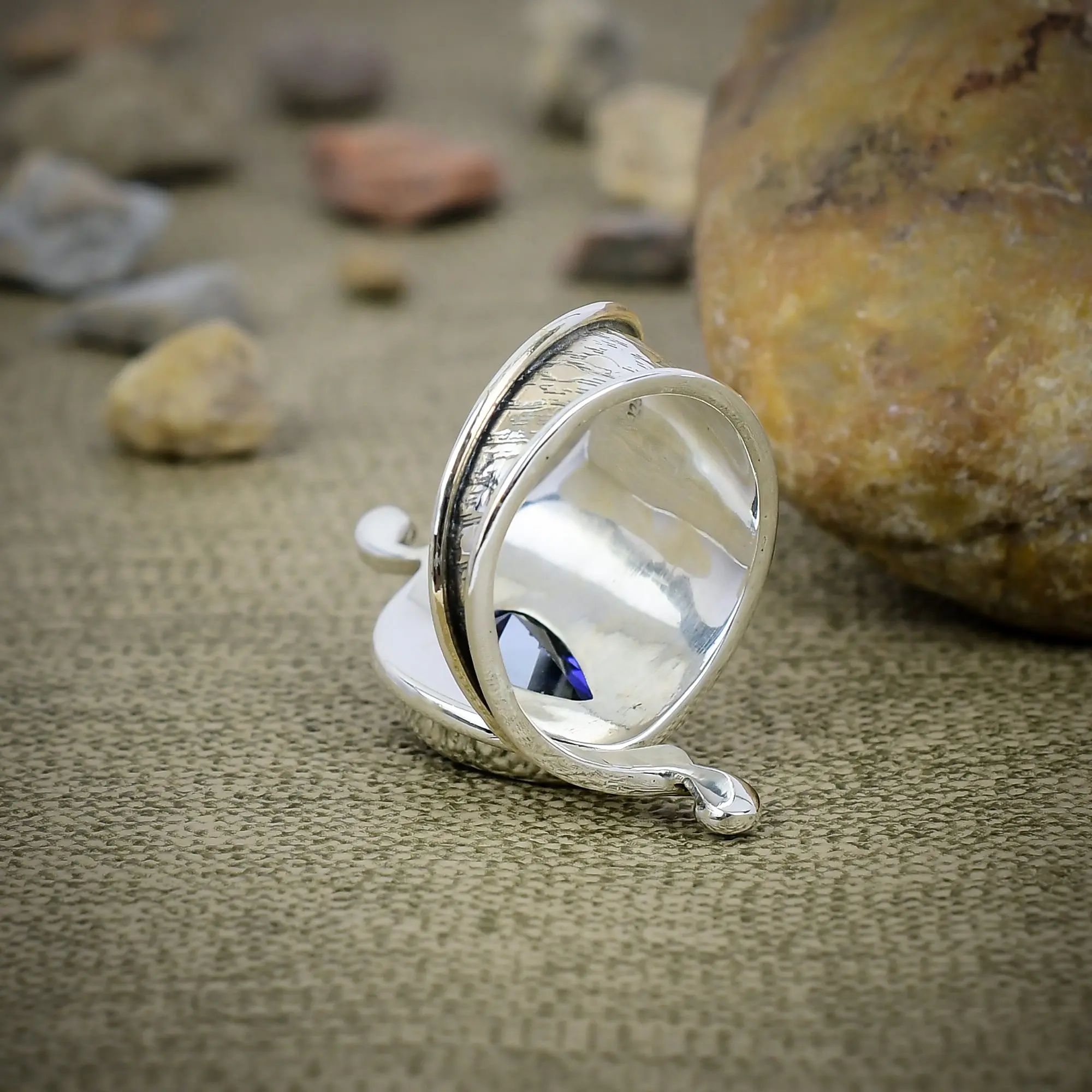 Nakshmart Amethyst Statement Ring in 925 Silver Bezel Setting