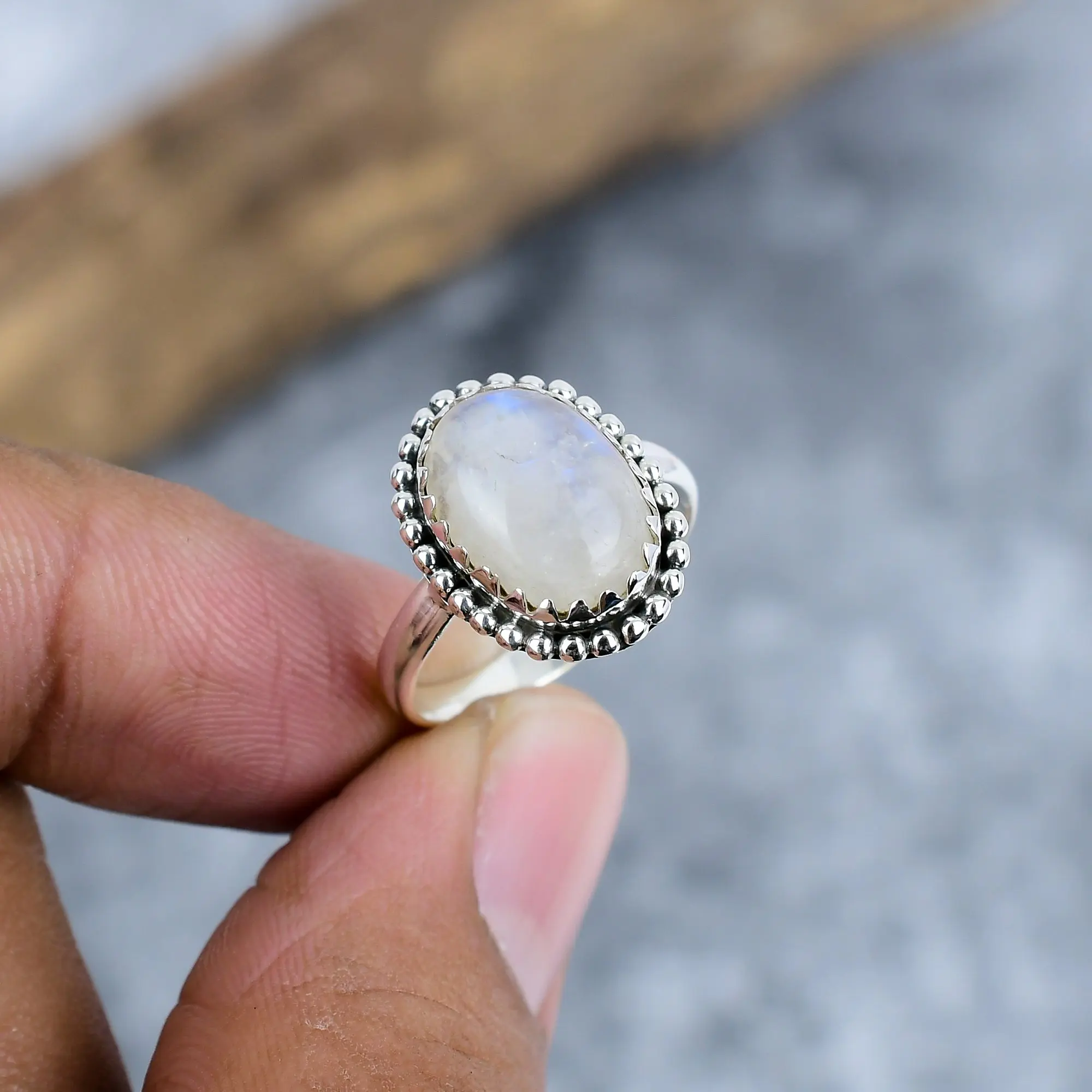 Rainbow Moonstone Ring