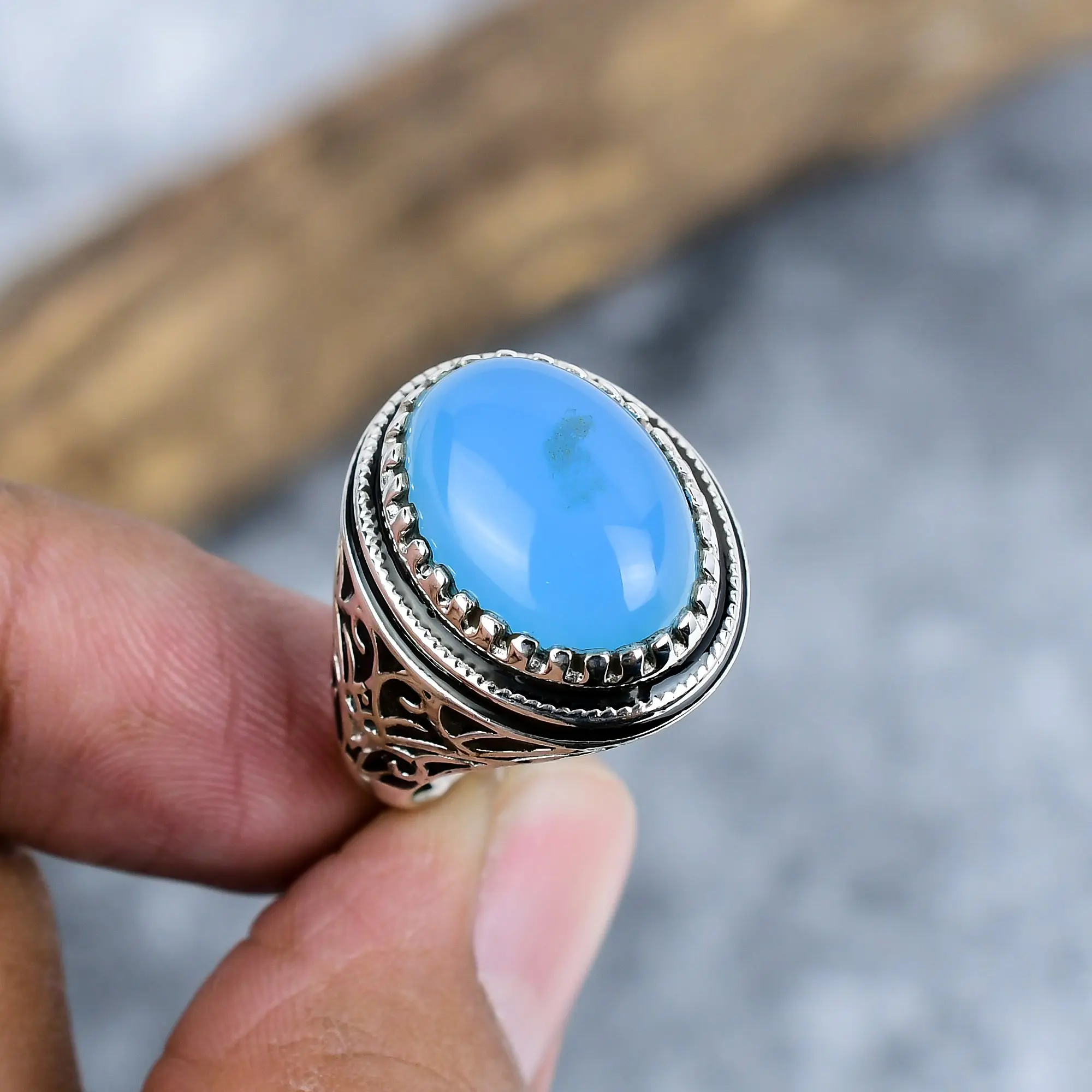 Aqua Chalcedony Ring
