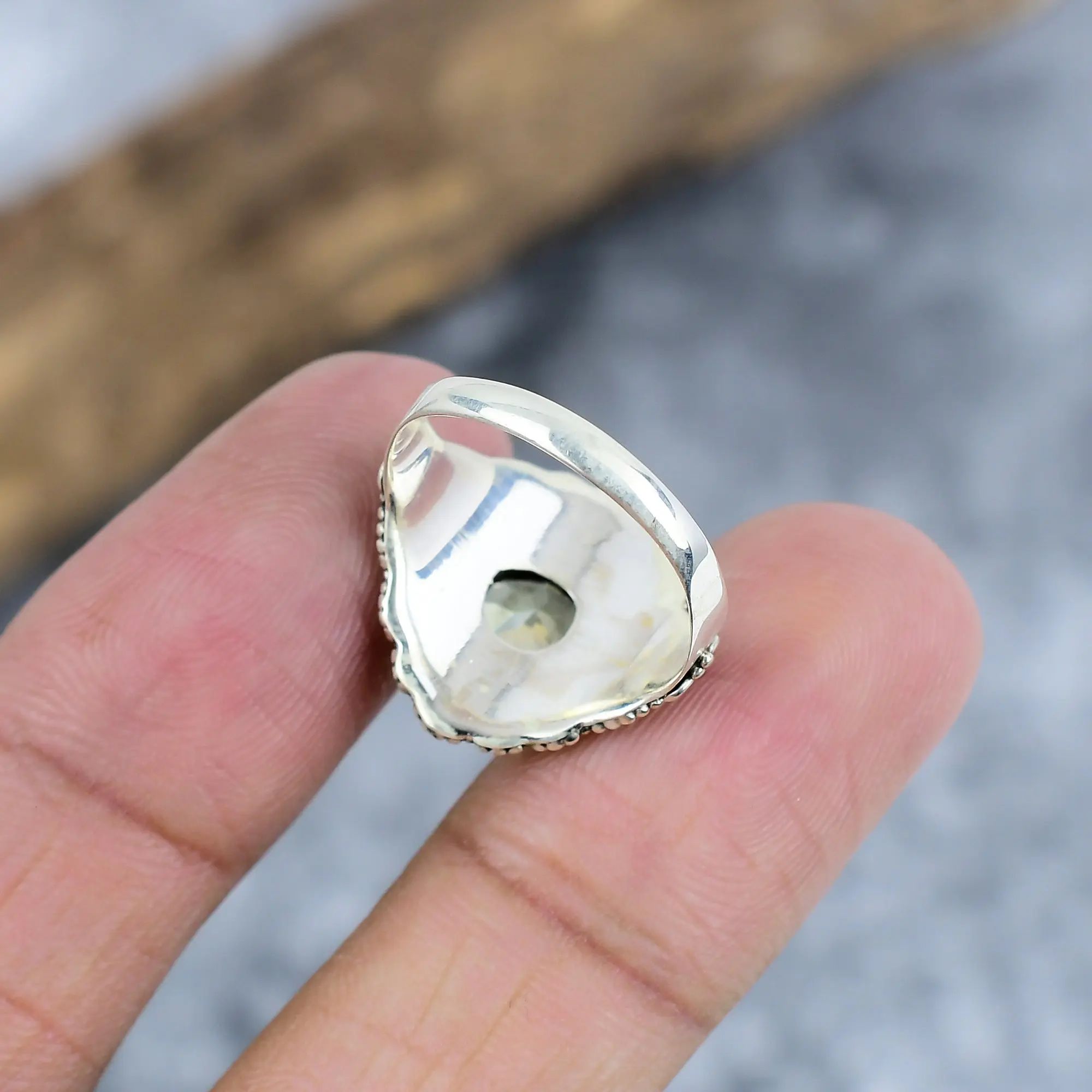 Nakshmart Natural Citrine Statement Ring in 925 Sterling Silver