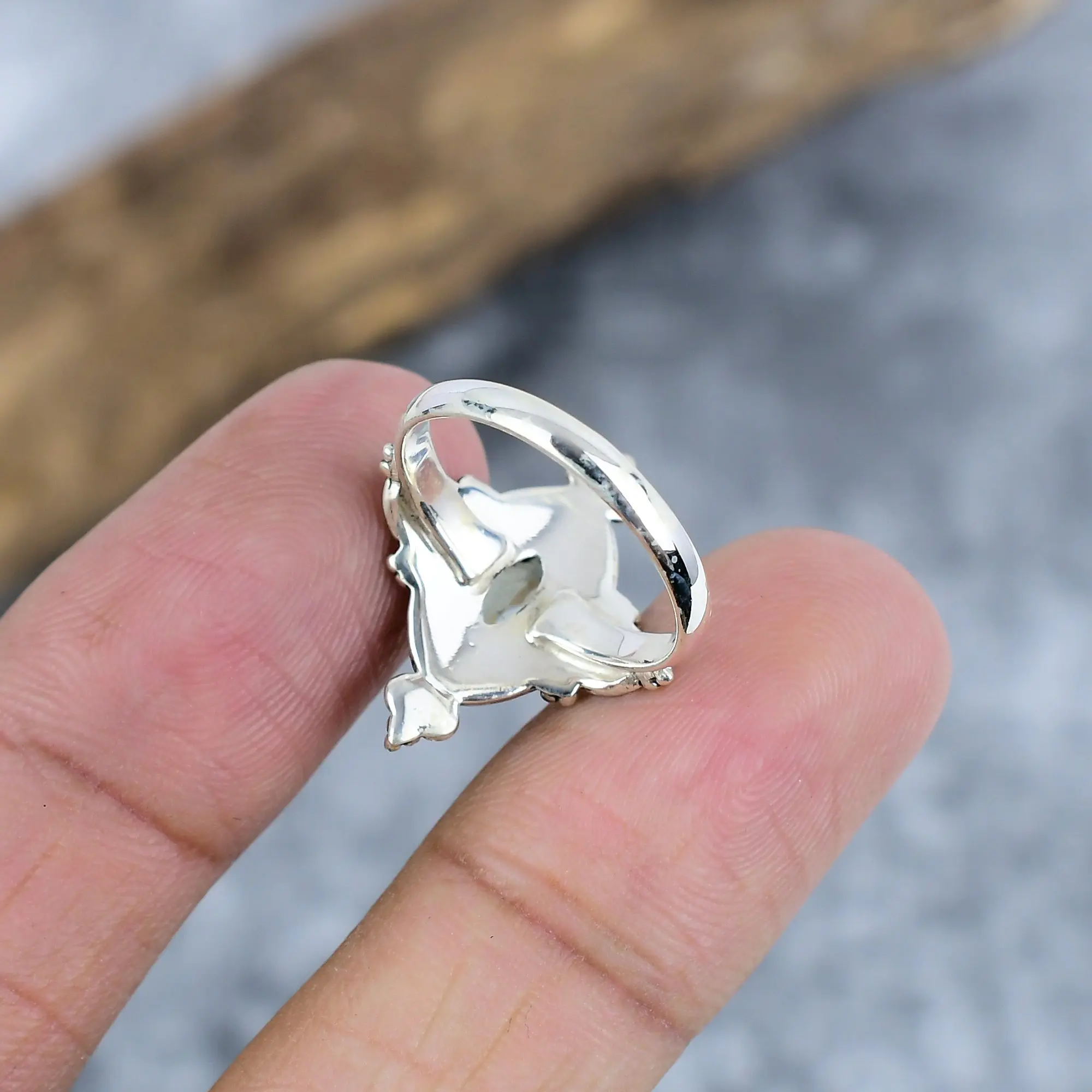 Nakshmart Natural Citrine Bezel Statement Ring in 925 Sterling Silver