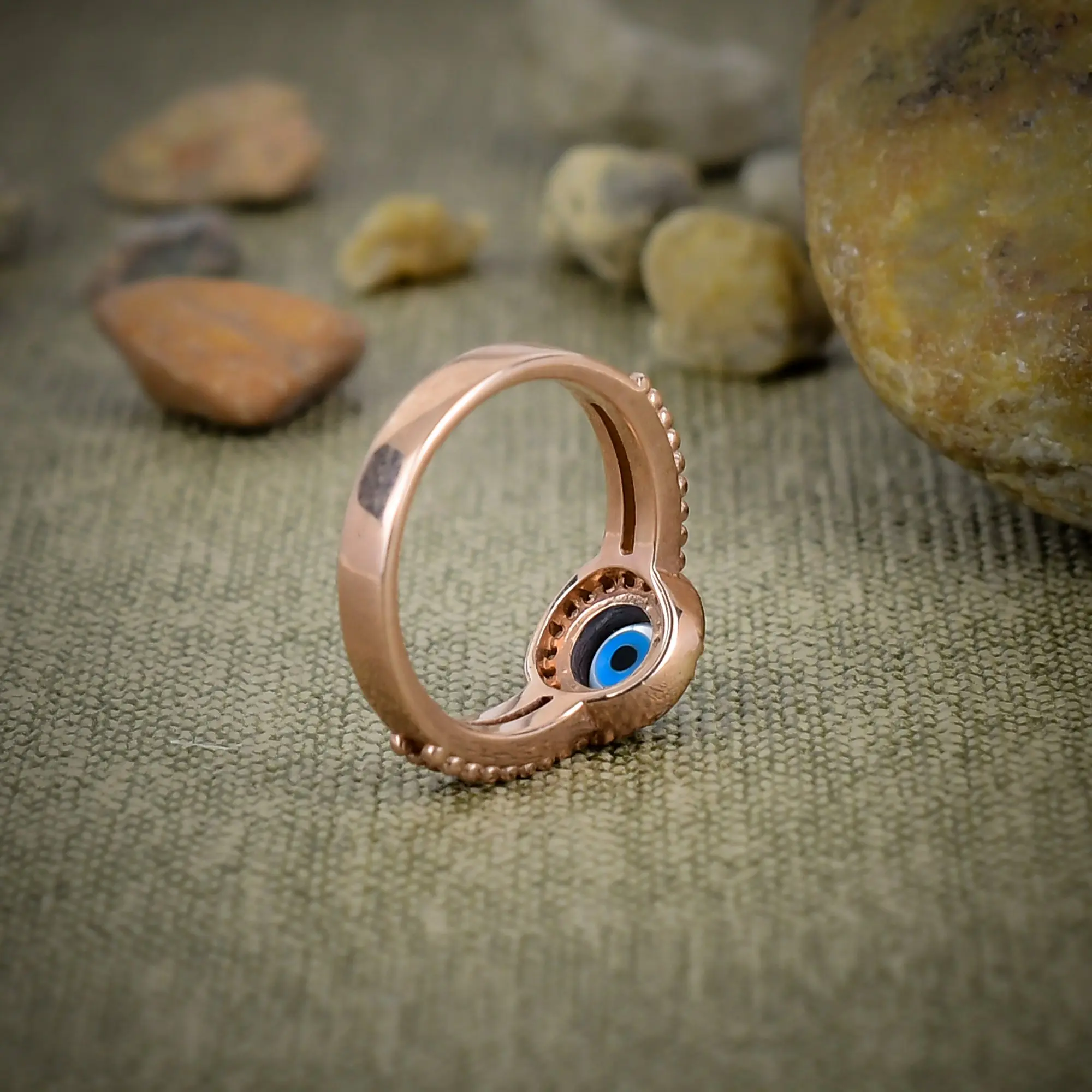 Nakshmart Evil Eye Statement Ring in Solid 925 Sterling Silver