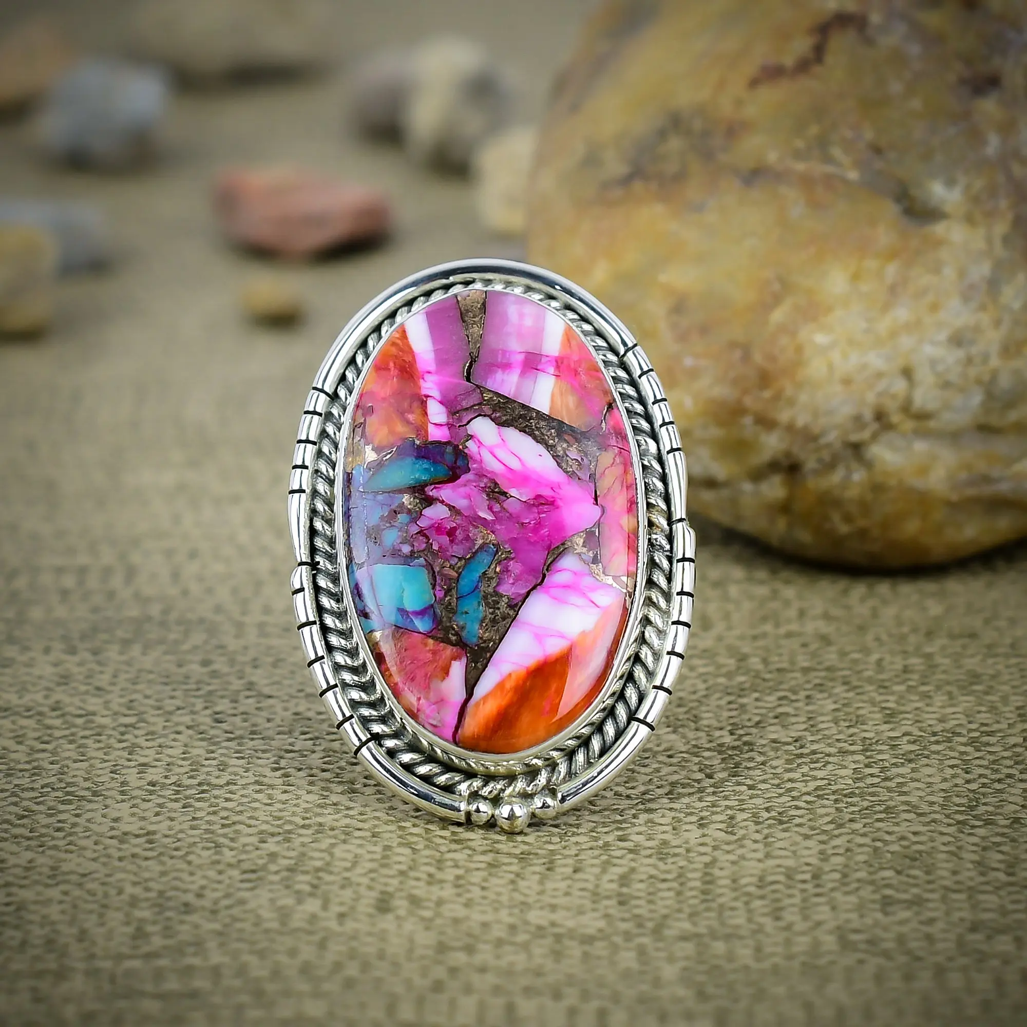Spiny Oyster Turquoise Ring