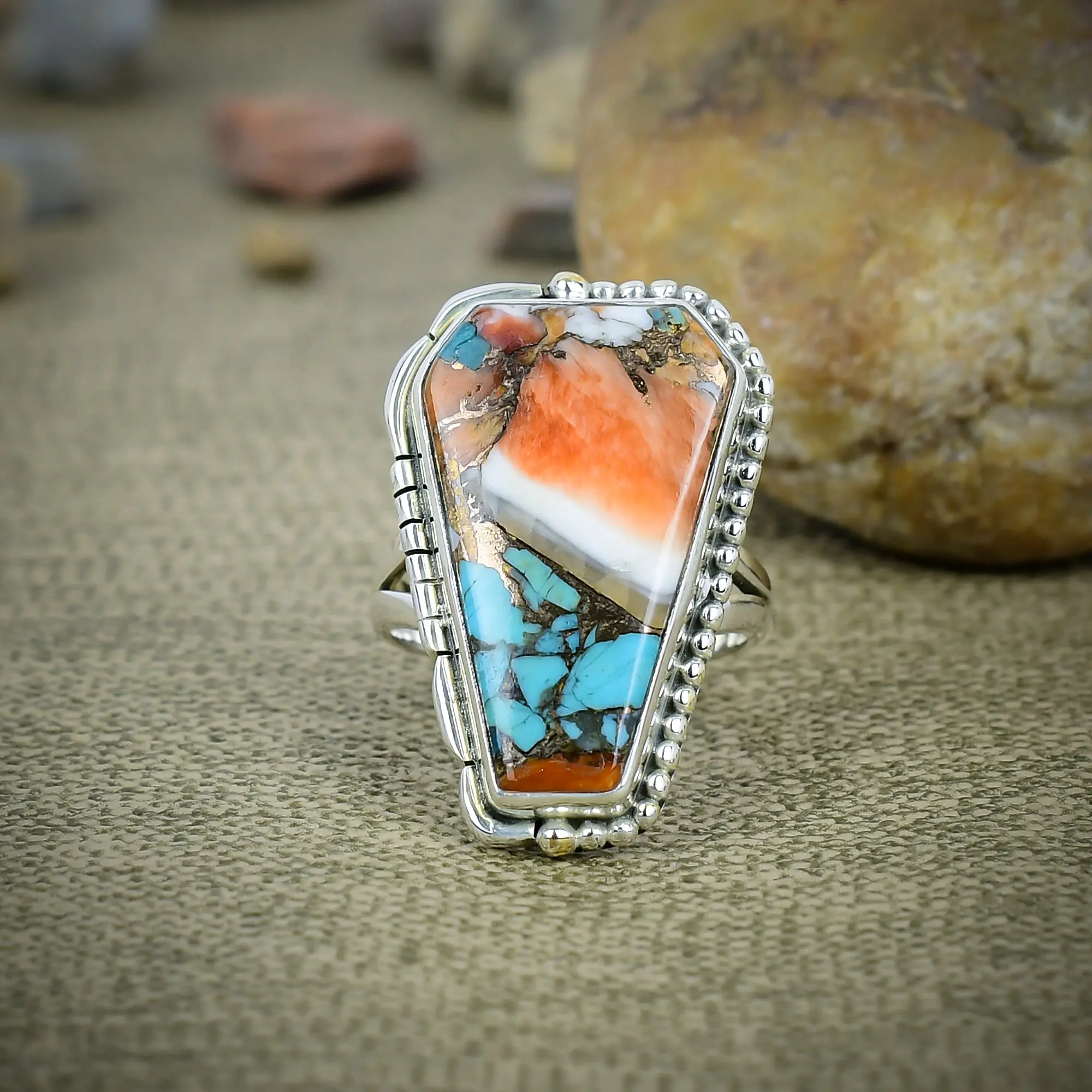 Spiny Oyster Turquoise Ring