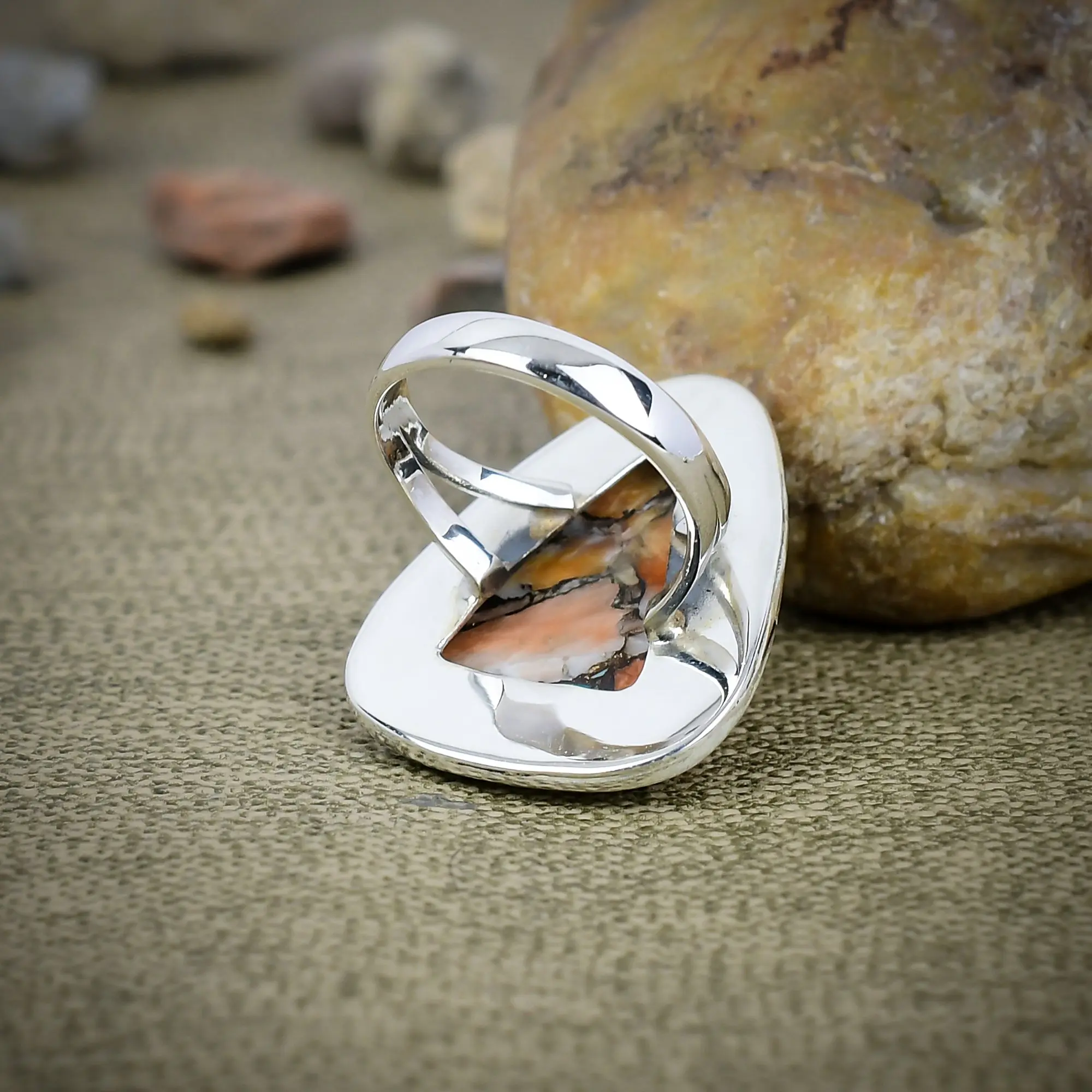 Spiny Oyster Turquoise Statement Ring in 925 Sterling Silver