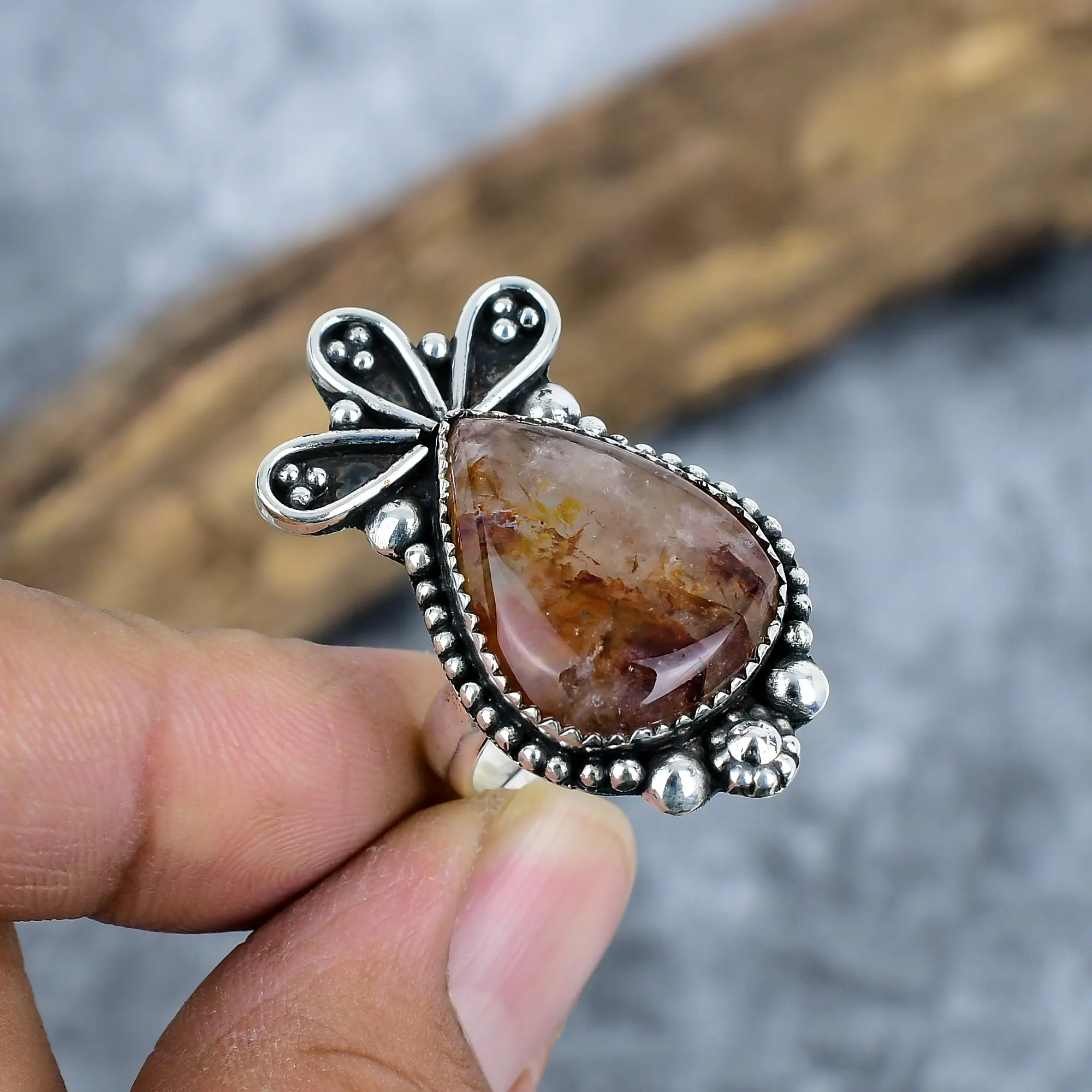 Lodolite Quartz Ring