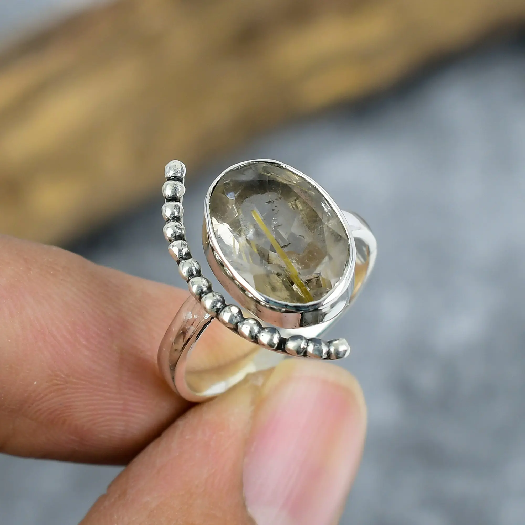 Golden Rutile Quartz Ring