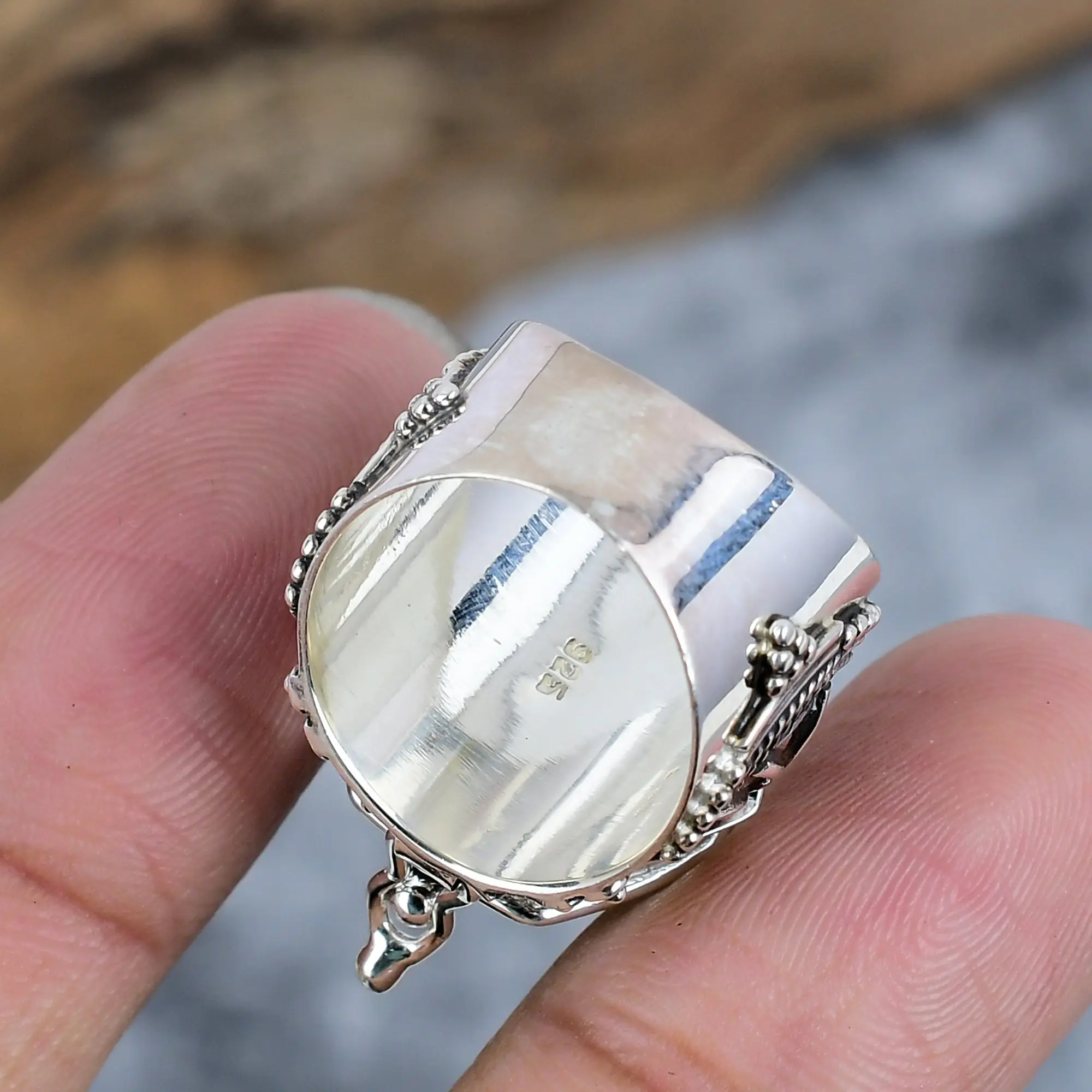 Nakshmart Natural Amethyst 925 Sterling Silver Statement Ring