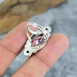 Nakshmart Handcrafted Kunzite Bezel Ring in 925 Sterling Silver