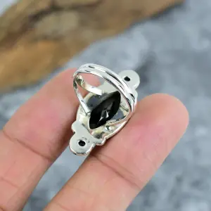 Nakshmart Black Spinel Statement Ring in 925 Sterling Silver