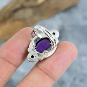 Sage Amethyst Statement Ring in 925 Sterling Silver Bezel Setting