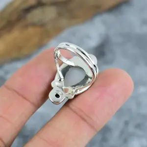 Natural Moonstone Bezel Set 925 Sterling Silver Statement Ring