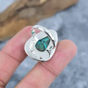 Natural Malachite 925 Sterling Silver Statement Ring by Nakshmart