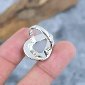 Nakshmart Natural Moonstone 925 Sterling Silver Statement Ring