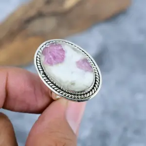 Nakshmart Natural Tourmaline 925 Sterling Silver Statement Ring