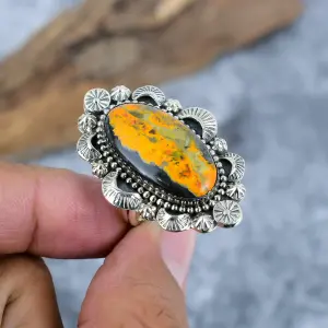 Bumblebee Jasper Statement Ring in 925 Sterling Silver