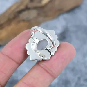 Nakshmart 925 Sterling Silver Natural Moonstone Statement Ring