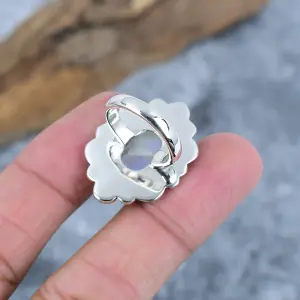 Nakshmart Natural Moonstone 925 Sterling Silver Statement Ring