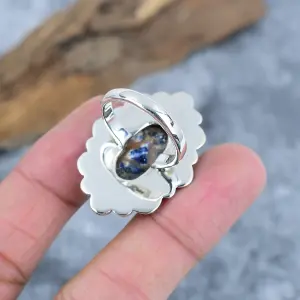 Nakshmart Natural Sodalite 925 Sterling Silver Statement Ring