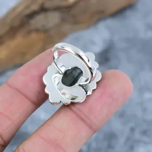 Nakshmart Natural Labradorite Statement Ring in 925 Sterling Silver