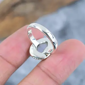 Nakshmart Natural Moonstone 925 Sterling Silver Statement Ring