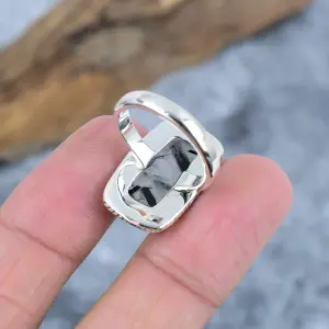 Nakshmart Natural Rutile Quartz Statement Ring in 925 Sterling Silver