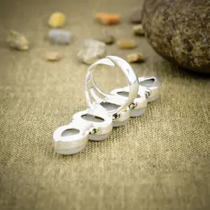 Natural Moonstone Statement Ring in 925 Sterling Silver by Nakshmart