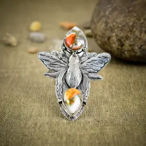 Natural Spiny Oyster Turquoise Statement Ring in 925 Sterling Silver