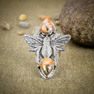 Natural Oyster Turquoise Bezel Statement Ring in 925 Sterling Silver