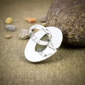 Natural Prehnite Bezel Statement Ring in 925 Sterling Silver