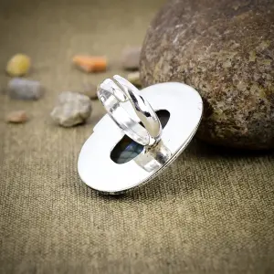 Natural Labradorite Statement Ring in 925 Sterling Silver by Nakshmart