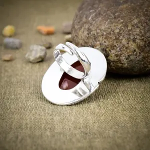 Nakshmart Natural Carnelian 925 Sterling Silver Statement Ring