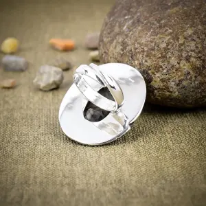 Black Rutile Quartz Statement Ring in 925 Sterling Silver