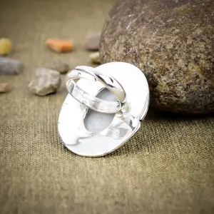 Nakshmart Natural Moonstone 925 Sterling Silver Bezel Statement Ring