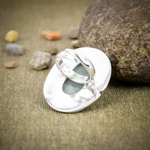 Nakshmart Natural Moonstone Bezel Statement Ring in 925 Silver