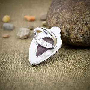 Sage Amethyst Statement Ring 925 Sterling Silver Bezel Set