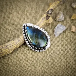 Natural Butterfly Jasper 925 Sterling Silver Statement Ring
