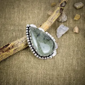 Natural Variscite 925 Sterling Silver Bezel Statement Ring