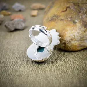 Natural Larimar Statement Ring in Handcrafted 925 Sterling Silver