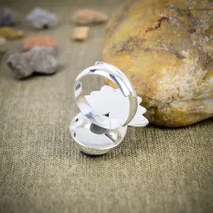 Nakshmart 925 Sterling Silver Natural Moonstone Bezel Statement Ring