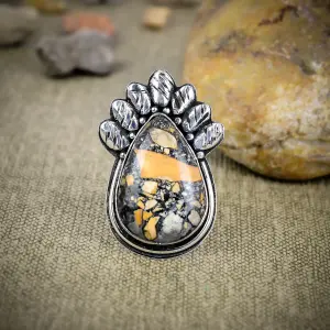 Natural Malingano Jasper 925 Sterling Silver Statement Ring